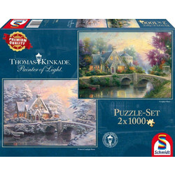 Puzzle Schmidt Thomas Kinkade Έπαυλη + Χειμώνας στην Έπαυλη 2x1000 Κομμάτια