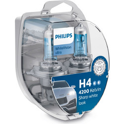 Philips H4 White Vision Ultra Αλογόνου 12V 60/55W 2τμχ
