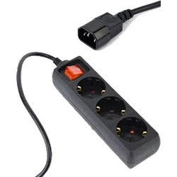 ENERGENIE UPS POWER STRIP 3 SCHUKO SOCKETS FUSED SWITCH 16A C14 0,6M BLACK EG-PSU3-01