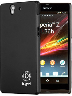 BUGATTI ΘΗΚΗ SONY XPERIA Z FACEPLATE CLIP ON COVER SILK BLACK BUGATTI