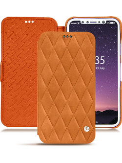 Θήκη NOREVE Δερμάτινη Πορτοφόλι Nubuck Suede για Apple IPhone X , XS - Exception Couture - Mandarine vintage - 2115TD42-PC/f