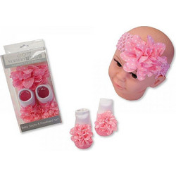 Σετ -κορδέλα με καλτσάκια της Nursery Time -pink(0773-25)