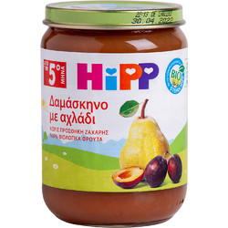 Hipp Βιολογική Φρουτόκρεμα Δαμάσκηνο & Αχλάδι 5m+ 190gr