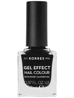 Korres Gel Effect 100 Black Gloss Βερνίκι Νυχιών Μακράς Διαρκείας 11ml