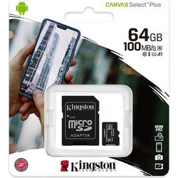 Kingston Canvas Select Plus microSDXC 64GB Class 10 U1 V10 UHS-I + Adapter
