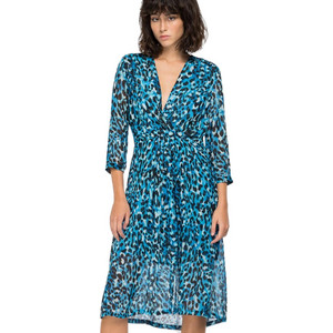 Replay Georgette Midi Καθημερινό Φόρεμα Τιρκουάζ W9680.000.73604-010