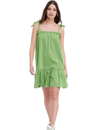 Funky Buddha Mini Καλοκαιρινό Καθημερινό Φόρεμα Lime FBL005-136-13