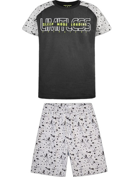 Energiers Glow In The Dark Παιδική Πιτζάμα Βαμβακερή Καλοκαιρινή Μαύρη Γκρι 33-223000-9