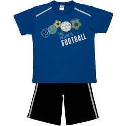 Minerva The Future Is Football Παιδική Πιτζάμα Βαμβακερή Καλοκαιρινή Μαύρη Royal Blue 90-62096-314