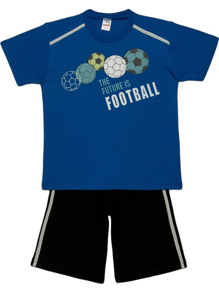 Minerva The Future Is Football Παιδική Πιτζάμα Βαμβακερή Καλοκαιρινή Μαύρη Royal Blue 90-62096-314
