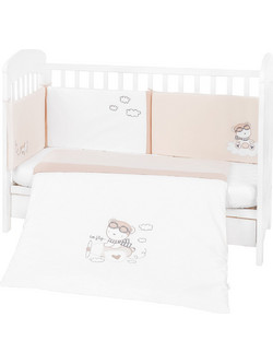 KikkaBoo Dreamy Flight Σετ Κούνιας 70x140cm White/Pink 3τμχ