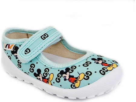 Weestep Mickey Mouse Παιδικές Μπαλαρίνες Πάνινες με Σκρατς Γαλάζιες R107850-370