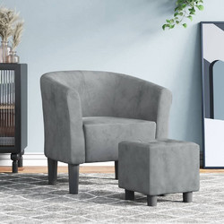 vidaXL Πολυθρόνα με Υποπόδιο Βελούδινη Γκρι 356450
