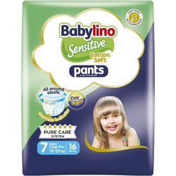 Babylino Sensitive Cotton Soft Pants Πάνες Βρακάκι No7 Extra Large Plus 15-25kg 16τμχ