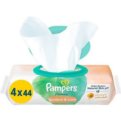 Pampers Harmonie Protect & Care Μωρομάντηλα Χωρίς Οινόπνευμα & Άρωμα με Kαλέντουλα 4x44τμχ