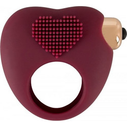 Heart Vibe Cock Ring Ελαστικό Δαχτυλίδι Πέους Σιλικόνης με Δόνηση Κόκκινο