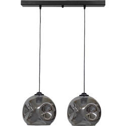 Heronia Lighting Pop Κρεμαστό Φωτιστικό Οροφής Ράγα Δίφωτο E27 Μαύρο Φ20cm 02-0394