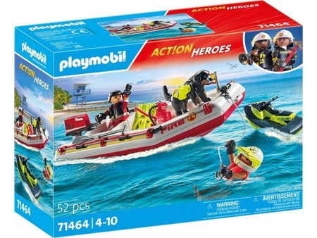 Playmobil City Action Φουσκωτό Σκάφος Πυροσβεστικής με Θαλάσσιο Scooter για 4-10 Ετών 71464