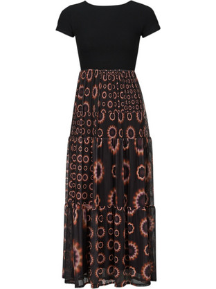 Desigual Midi Καλοκαιρινό Καθημερινό Φόρεμα Μαύρο 24SWVK65-2000