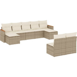 vidaXL Σετ Σαλόνι Κήπου Rattan 9τμχ Μπεζ 3226373