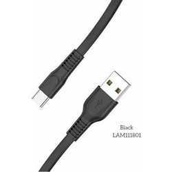 Lamtech LAM111801 Flat USB-A to USB-C 1m Black 5202021111801