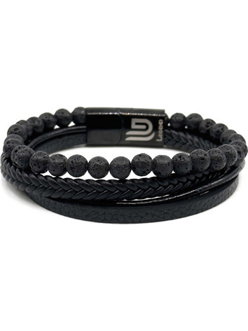 Legend Accessories Ανδρικό Βραχιόλι από Ατσάλι με Πέτρα Λάβας LGD-BR-2012/A