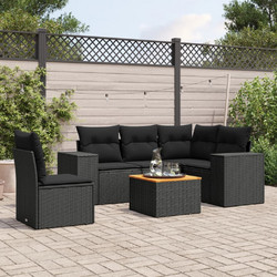 vidaXL Σετ Σαλόνι Κήπου Rattan 6τμχ Μαύρο 3225446