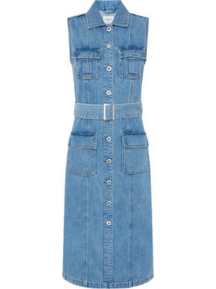 Pepe Jeans Liz Midi Καλοκαιρινό Καθημερινό Φόρεμα Σεμιζιέ Τζιν Μπλε PL953550-000