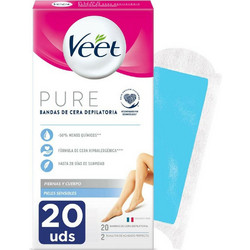 Veet Pure Ταινίες Αποτρίχωσης για Πόδια για Ευαίσθητες Επιδερμίδες 20τμχ
