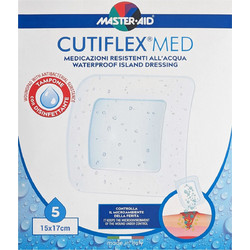 Master Aid Cutiflex Med Αποστειρωμένες Αδιάβροχες Αυτοκόλλητες Γάζες 15x17cm 5τμχ