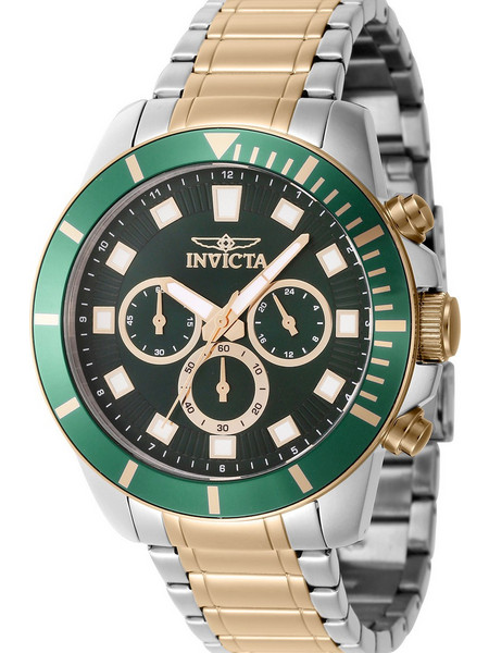 Invicta Pro Diver Ανδρικό Ρολόι Χρονογράφος με Ασημί Χρυσό Μεταλλικό Μπρασελέ 46048