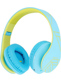 PowerLocus P2 Ασύρματα Bluetooth Ακουστικά Over Ear με Noise Cancelling Κίτρινα Γαλάζια
