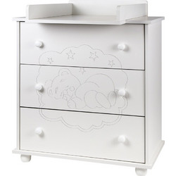 DecoBebe Bear Βρεφική Συρταριέρα - Αλλαξιέρα Λευκή 8x48x90cm