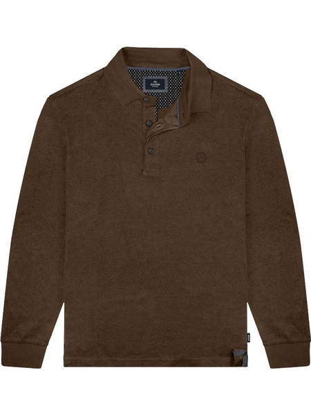 Double Jersey Ανδρική Μπλούζα Polo Μακρυμάνικη Καφέ PS-3003