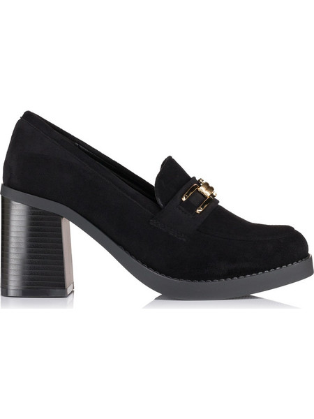 CM Paris Γόβες Suede με Χοντρό Ψηλό Τακούνι Μαύρες 68268