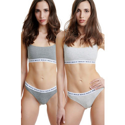 Walk Βαμβακερά Γυναικεία String Ανθρακί Γκρι 2Pack W2051-1409