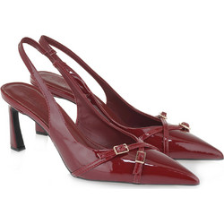 Kalista Γόβες Slingback Λουστρίνι με Λεπτό Ψηλό Τακούνι Μπορντό 10603