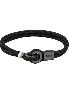Hugo Boss Ανδρικό Βραχιόλι Χειροπέδα από Ατσάλι & Κορδόνι 1580472
