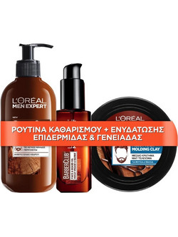 L'Oreal Paris Expert BarberClub Καθαριστικό για Γένια 200ml + Beard & Skin Oil 30ml + Matte Molding Clay 75ml