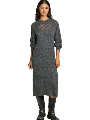 Pepe Jeans Hailey Midi Βραδινό Φόρεμα Πλεκτό Ανθρακί PL953588-963