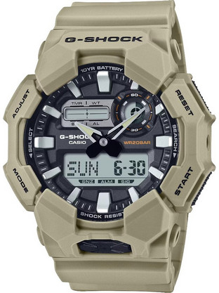 Casio G-Shock Ανδρικό Ρολόι Χρονογράφος με Μπεζ Καουτσούκ Λουράκι GA-010-5AER