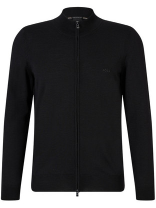 Hugo Boss Ανδρική Ζακέτα Πλεκτή με Φερμουάρ Μαύρη 50476347-001