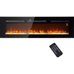 HOMCOM 820-422V93BK Επιδαπέδιο Ηλεκτρικό Τζάκι 1800W Μ152.4xΥ45xΒ15.8cm