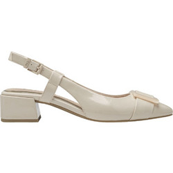 Marco Tozzi Γόβες Slingback Λουστρίνι με Χοντρό Χαμηλό Τακούνι Εκρού 2-2-29501-42-522