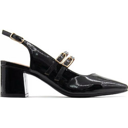 Gioseppo Γόβες Slingback Λουστρίνι με Χοντρό Χαμηλό Τακούνι Μαύρες 73272