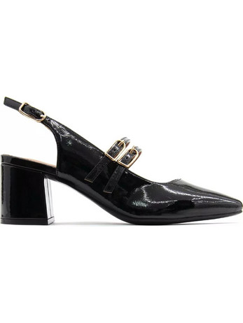 Gioseppo Γόβες Slingback Λουστρίνι με Χοντρό Χαμηλό Τακούνι Μαύρες 73272