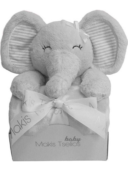 Makis Tselios Elephant Κουβέρτα Αγκαλιάς Fleece με Λούτρινο 80x110 Γκρι