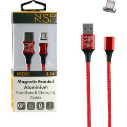 NSP NSC01 Braided Magnetic USB-A to Lightning Cable 1m Red 5205308228568