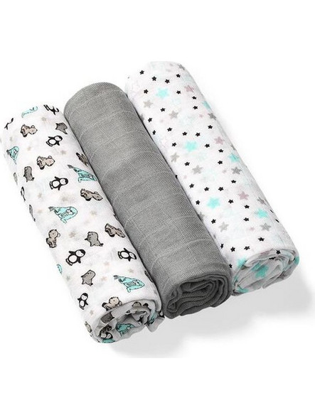 BabyOno Πάνες Αγκαλιάς από Μουσελίνα Γκρι 70x70cm 3τμχ BN397/02