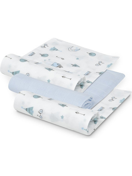 Interbaby Πάνες Αγκαλιάς Γαλάζιες Λευκές 70x55cm 3τμχ